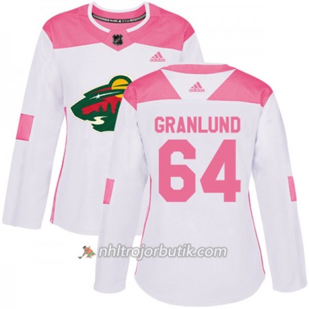 Dame Ishockey Minnesota Wild Tröja Mikael Granlund 64 Adidas 2017-2018 Vit Rosa Fashion Authentic